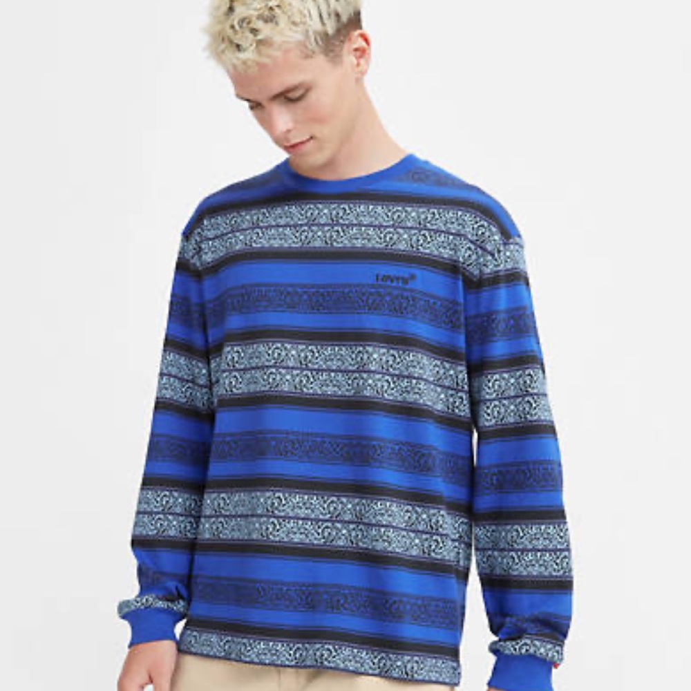 Levis Red Tab blue striped longsleeve shirt, large